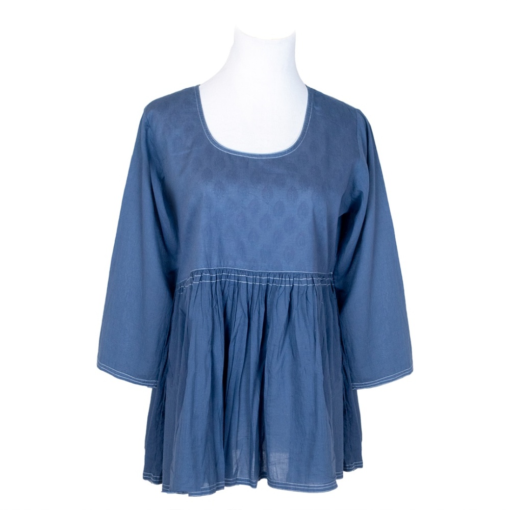 La Chic Shadow Print Double-Layered Cotton Top